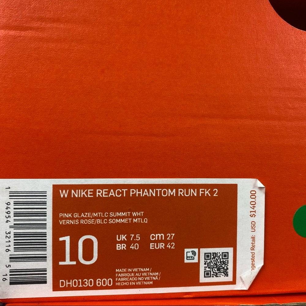 Nike React Phantom Run Flyknit 2 Womens Pink Glaze Laceless Half Box - Picture 16 of 16